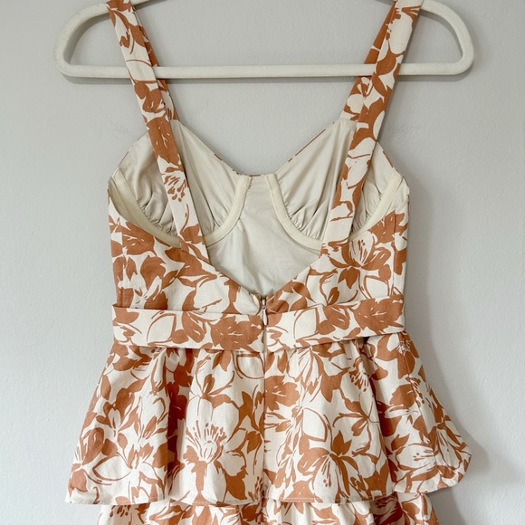 NWT Lovers & Friends Corey Maxi Dress in Caramel Brown Floral Tiered Summer Maxi - Picture 8 of 13